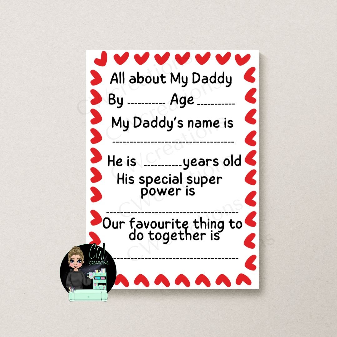 All About My Daddy Printable - CWcreations