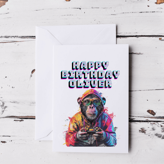 Birthday Card Gamer Monkey - CWcreations