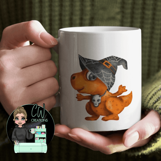 Dinosaur Witch Halloween Mug - CWcreations