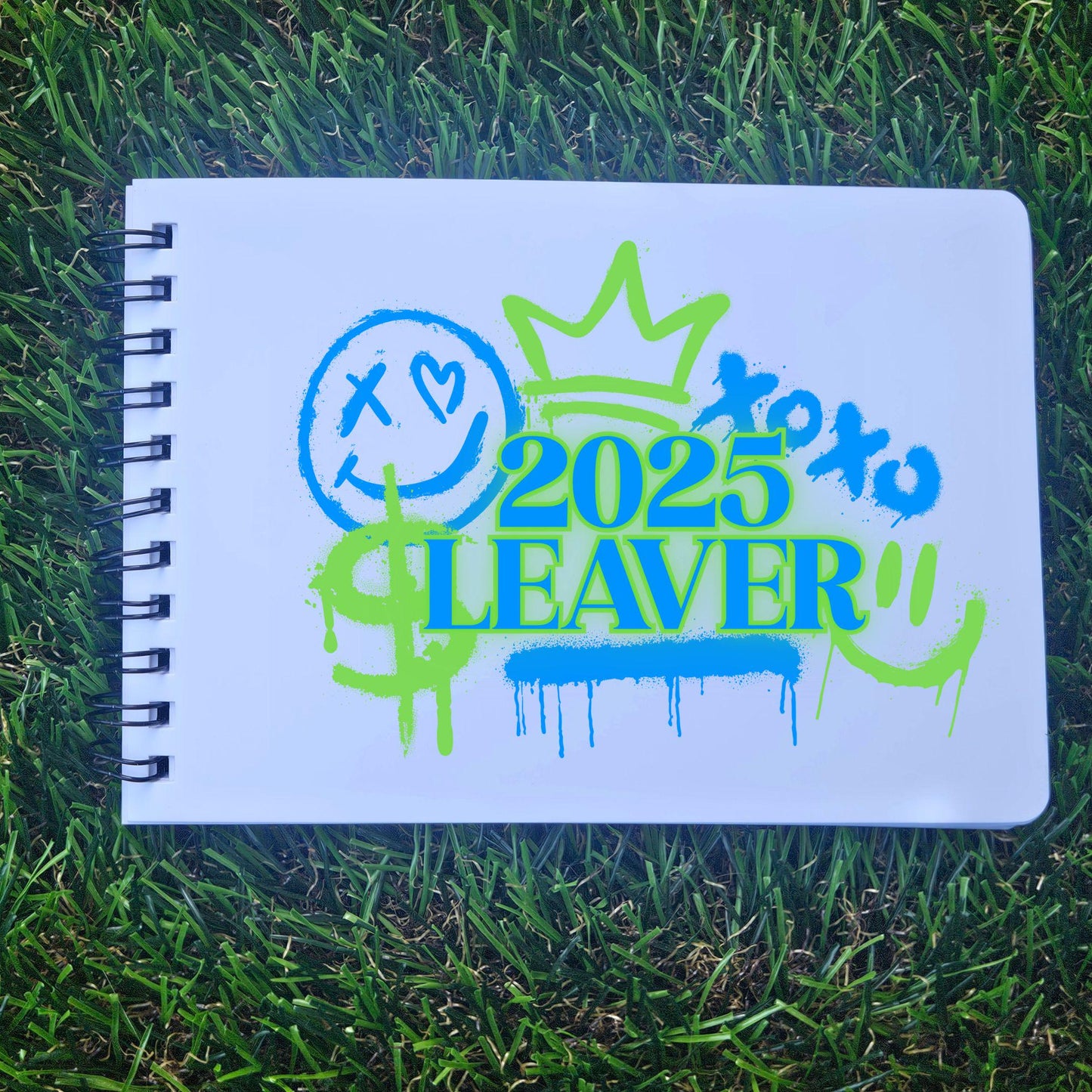 Blue and Green Leavers Notebook - CWcreations
