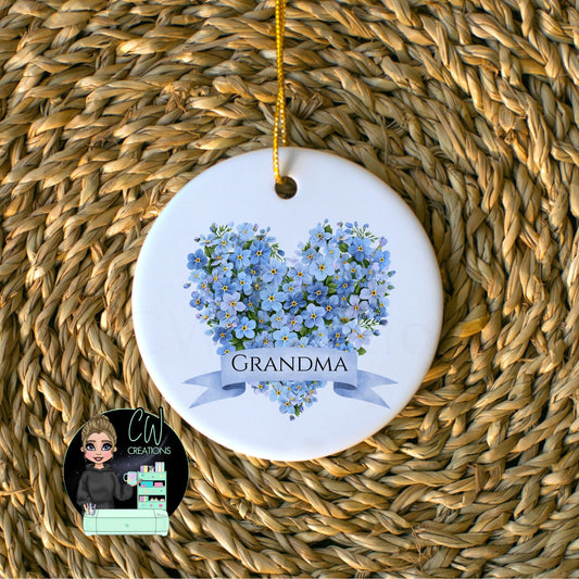 Memorial Mother's Day Ceramic Keepsake | Forget - Me - Not Heart | Mum Nan Grandma Remembrance Gift - CWcreations