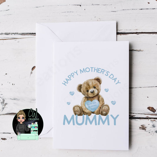 Mother's Day Bear Card Blue - CWcreations