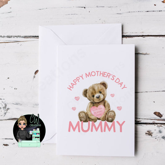 Mother's Day Bear Card Pink - CWcreations