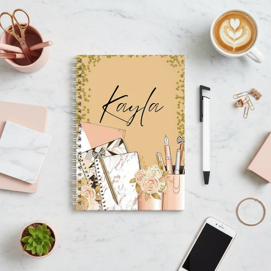 Personalised Gold Glitter Effect Notebook - CWcreations
