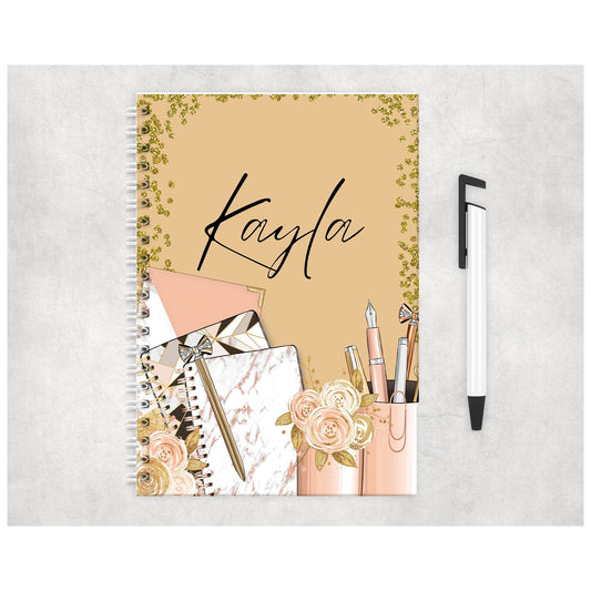 Personalised Gold Glitter Effect Notebook - CWcreations