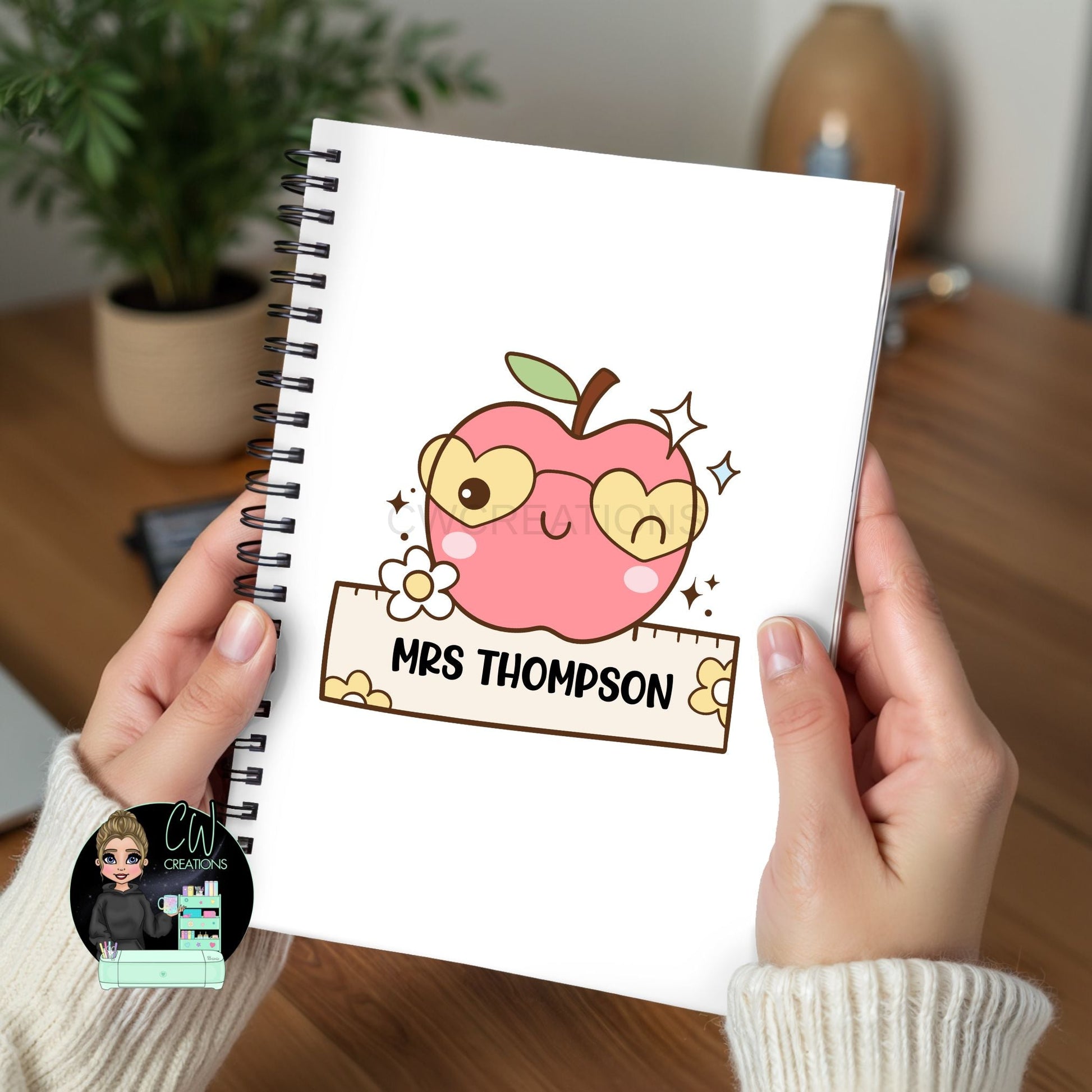 Teacher Apple Notebook | Personalized A5 Journal - Cool Teacher Edition - CWcreations
