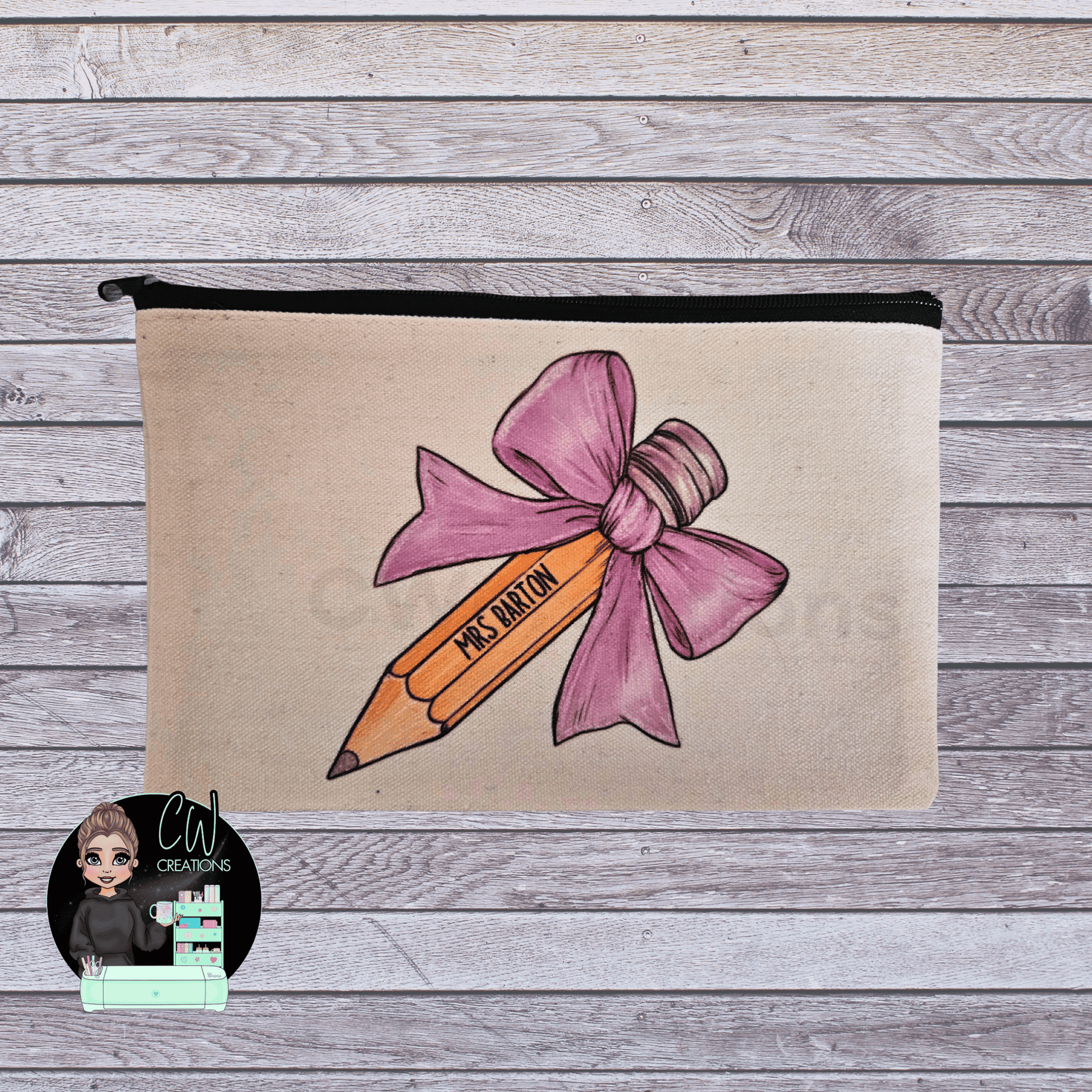 Personalised Teacher Pencil Case – Custom Canvas Pouch | End - of - Term or Thank You Gift - CWcreations