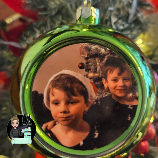 Personalised Ceramic Photo Bauble - Custom Christmas Tree Ornament -  other colours available CWcreations