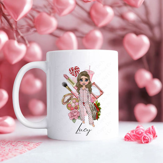 Valentine’s Pyjama Doll Personalised mug - CWcreations